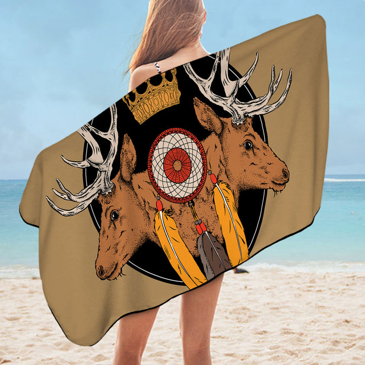 Hunters Beach Towels Dream Catcher and Deer