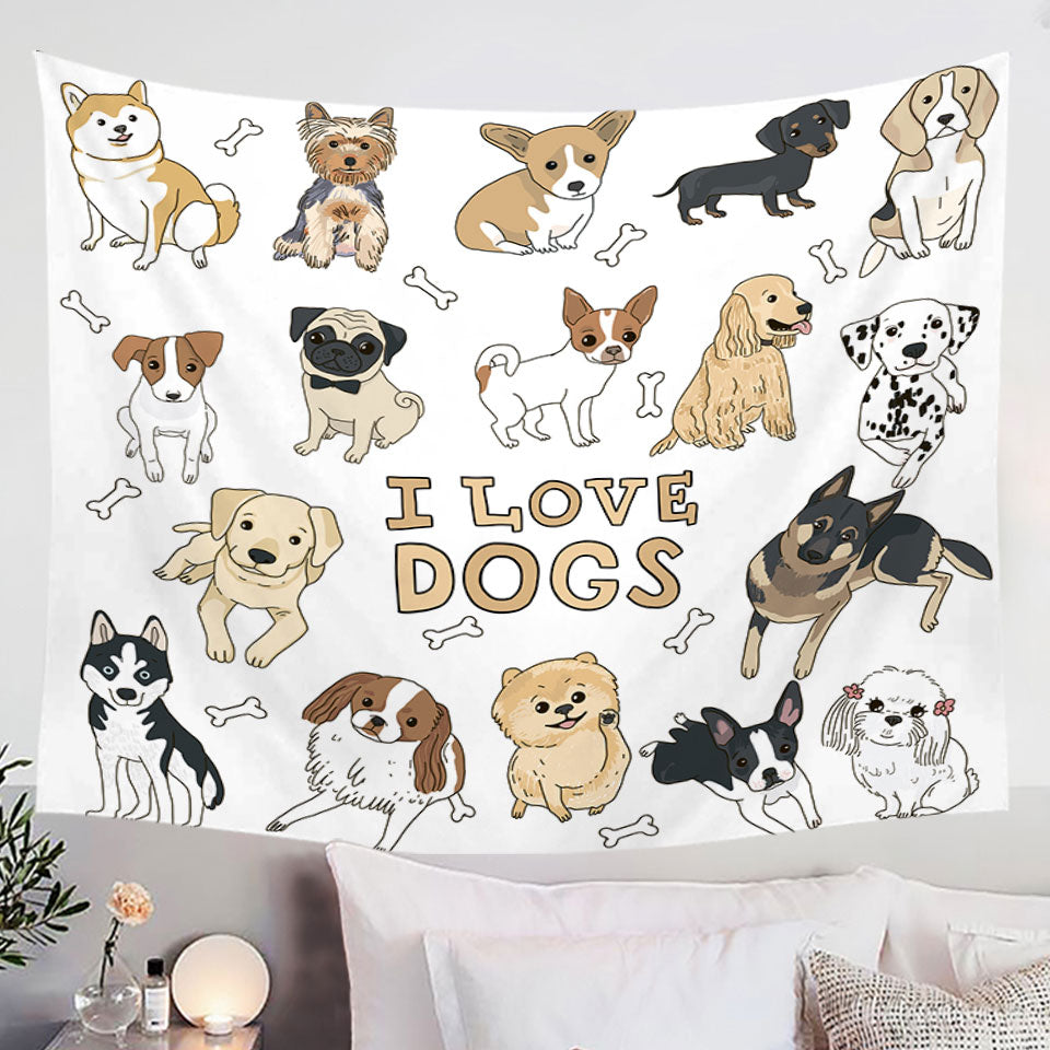 I Love Dogs Tapestry