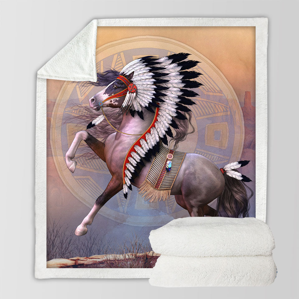 products/Impressive-Couch-Throws-Native-American-War-Bonnet-Horse