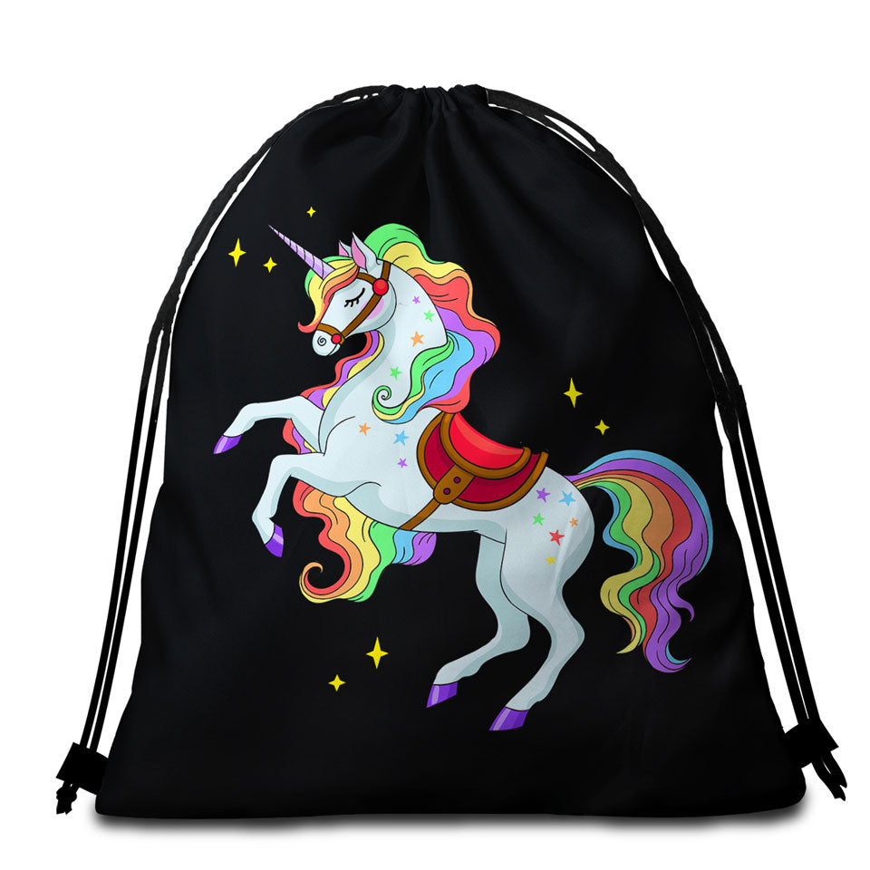 Impressive Rainbow Unicorn Beach Towel Bags