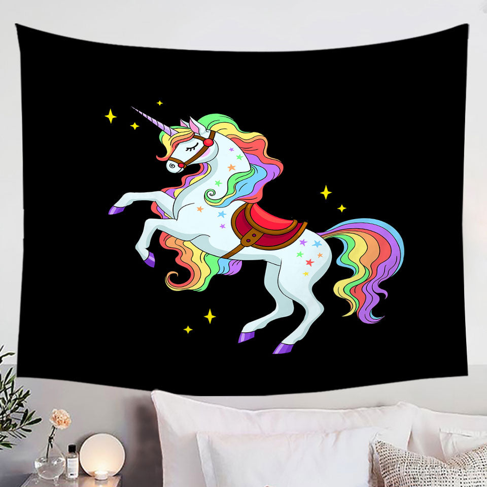 Impressive Rainbow Unicorn Hanging Fabric On Wall