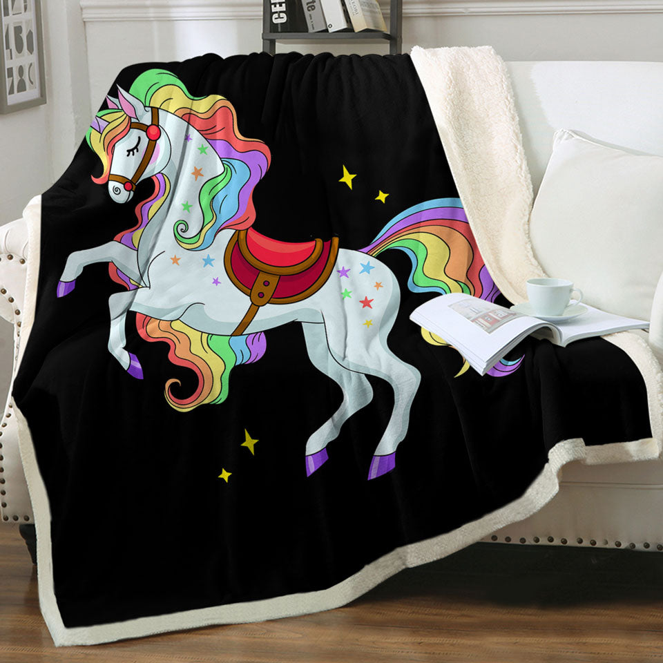 Impressive Rainbow Unicorn Sherpa Blanket