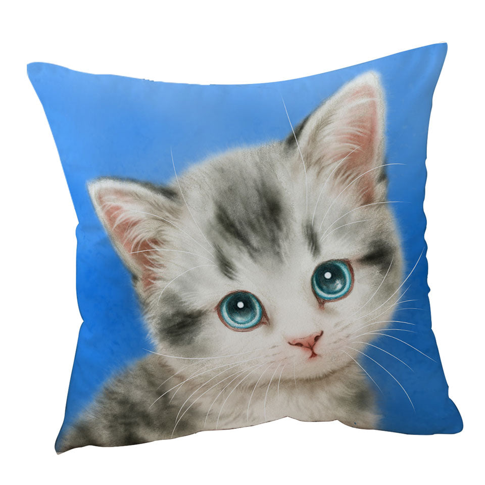 Innocent Cushion Covers for Baby Blue Eyes Grey Kitty Cat