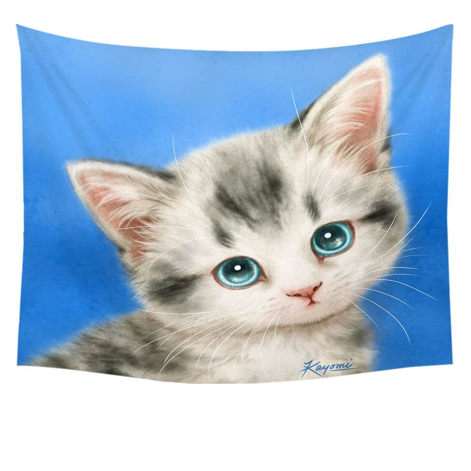 Innocent Wall Decor for Baby Blue Eyes Grey Kitty Cat