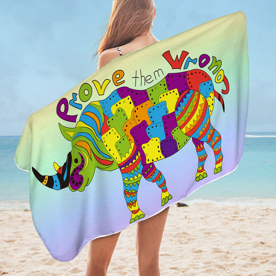 Inspirational Multi Colored Rhino Beach Towel