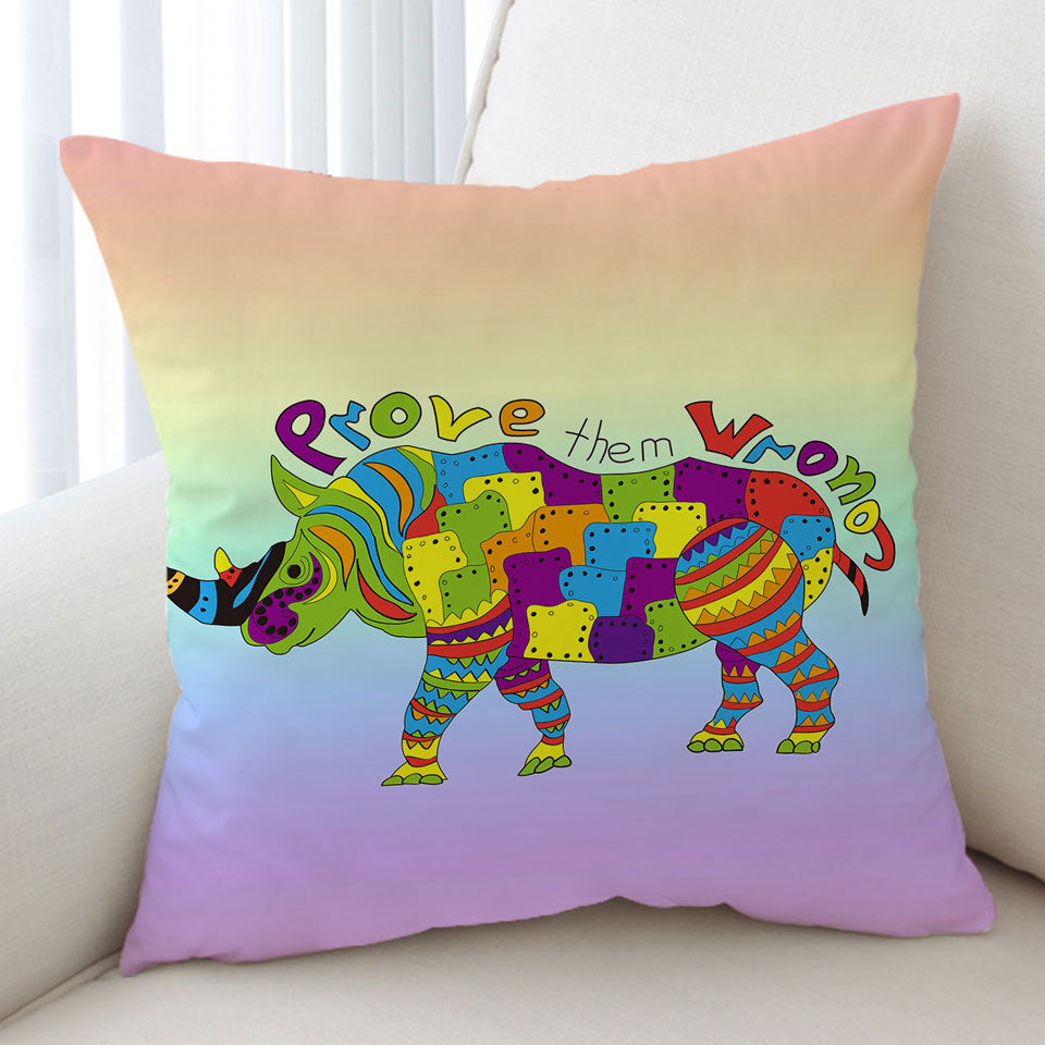 Inspirational Multi Colored Rhino Cushion