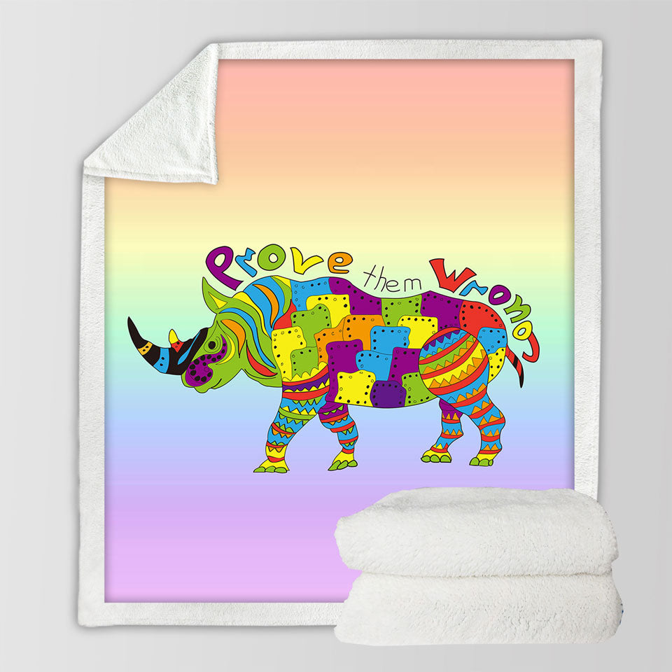 Inspirational Multi Colored Rhino Sherpa Blanket