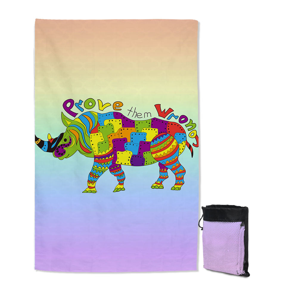 Inspirational Multi Colored Rhino Travel Beach Towel