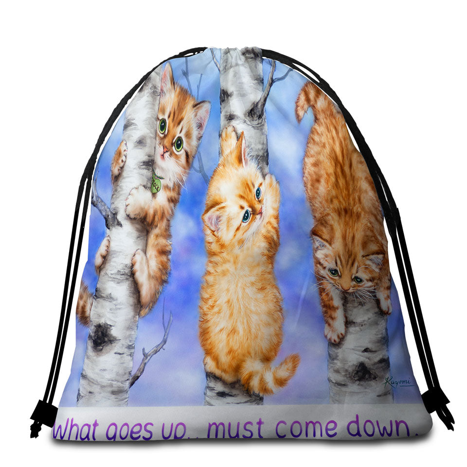 Inspirational Quote Beach Towel Bags Ginger Kittens on Trees