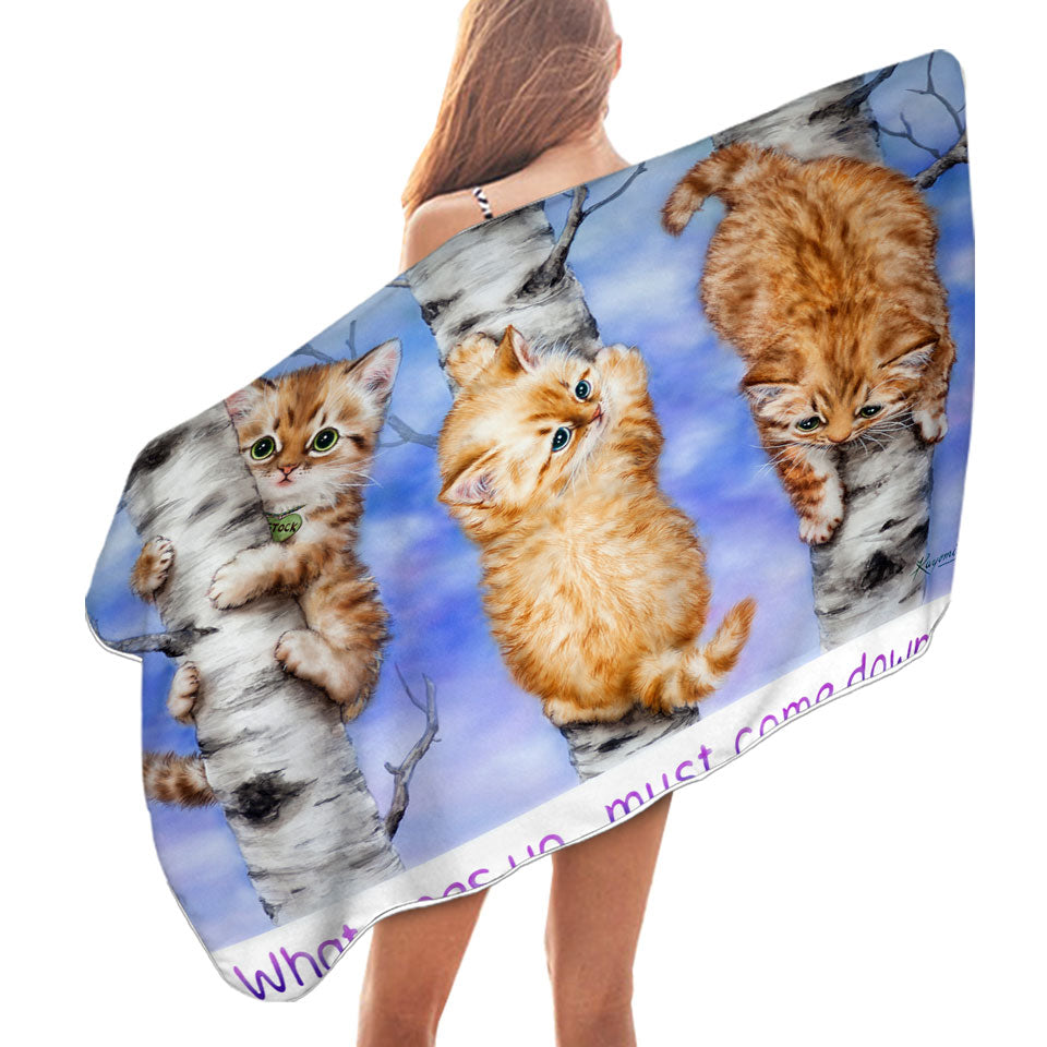 Inspirational Quote Beach Towels Ginger Kittens on Trees