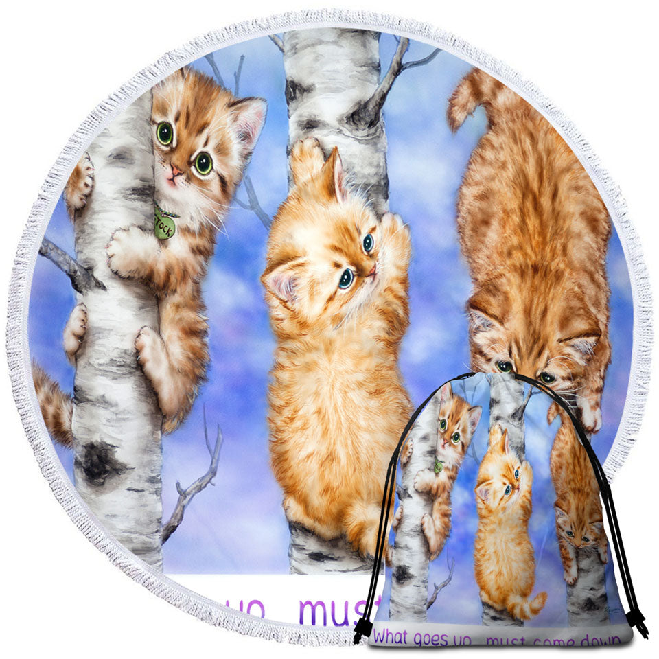 Inspirational Quote Circle Towel Ginger Kittens on Trees