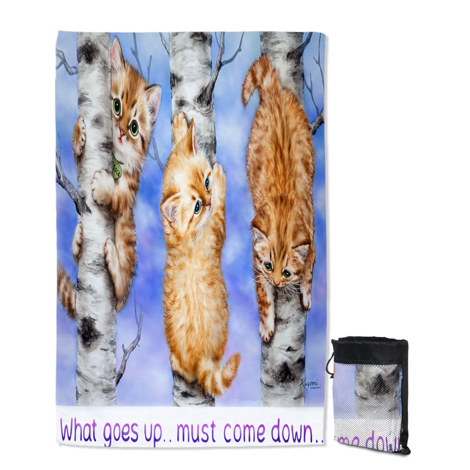 Inspirational Quote Lightweight Unique Beach Towels Ginger Kittens on Trees