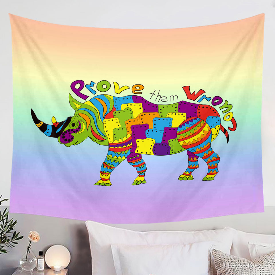 Inspirational Tapestry Multi Colored Rhino