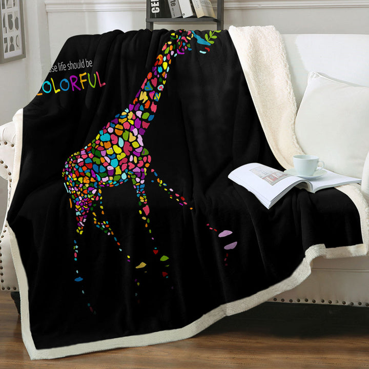 Inspiring Colorful Giraffe Fleece Blankets