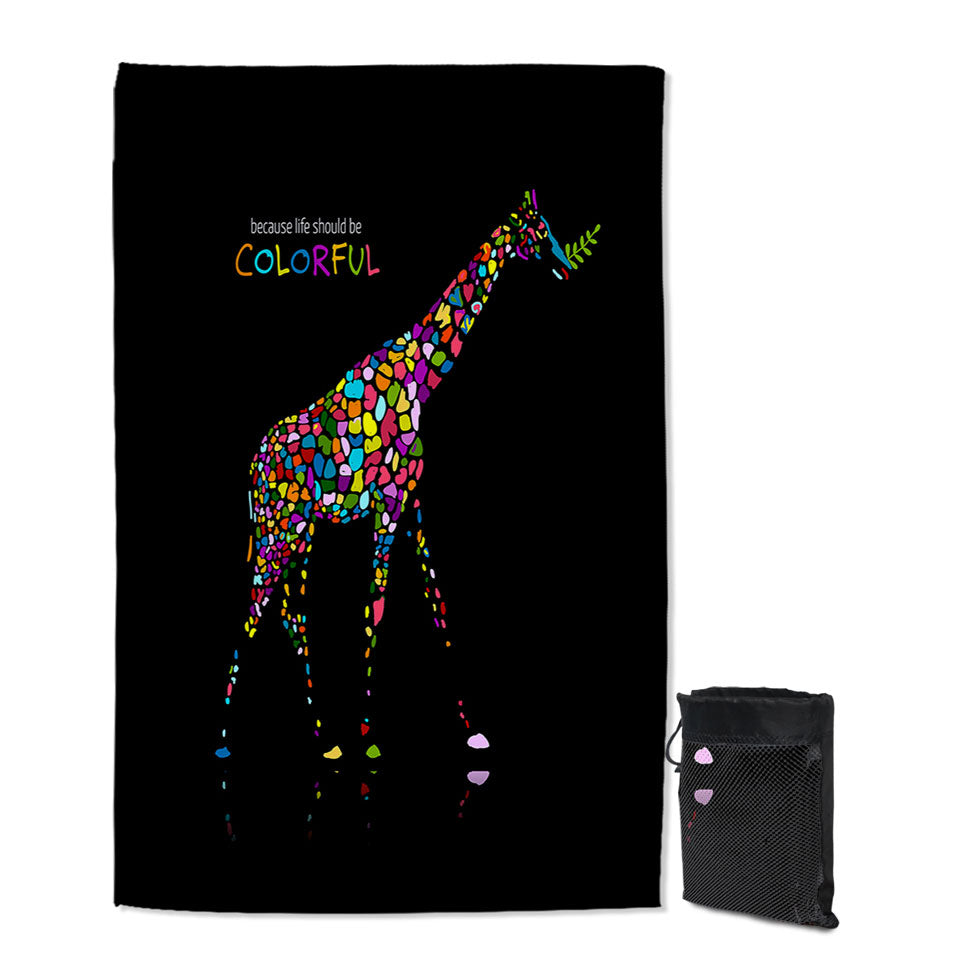 Inspiring Colorful Giraffe Lightweight Beach Towel