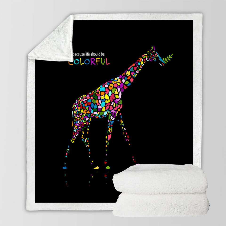 Inspiring Colorful Giraffe Throw Blanket