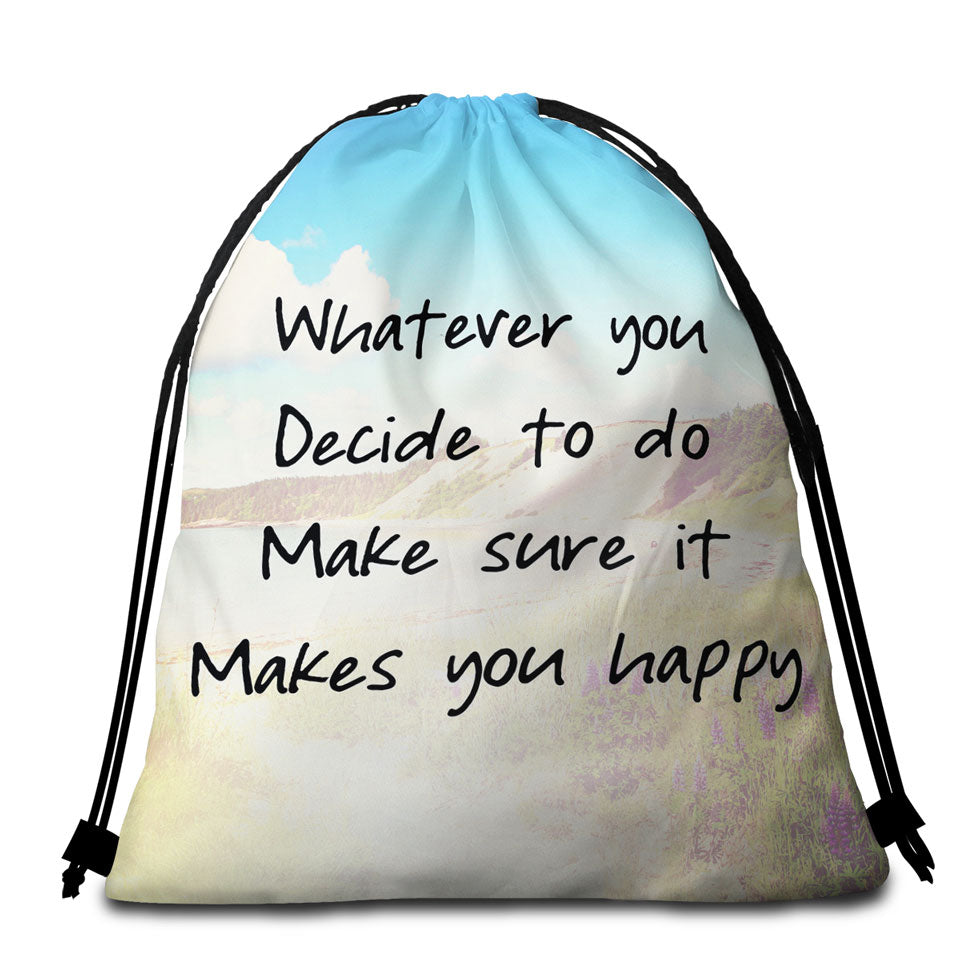 Inspiring Quote Beach Towel Bags