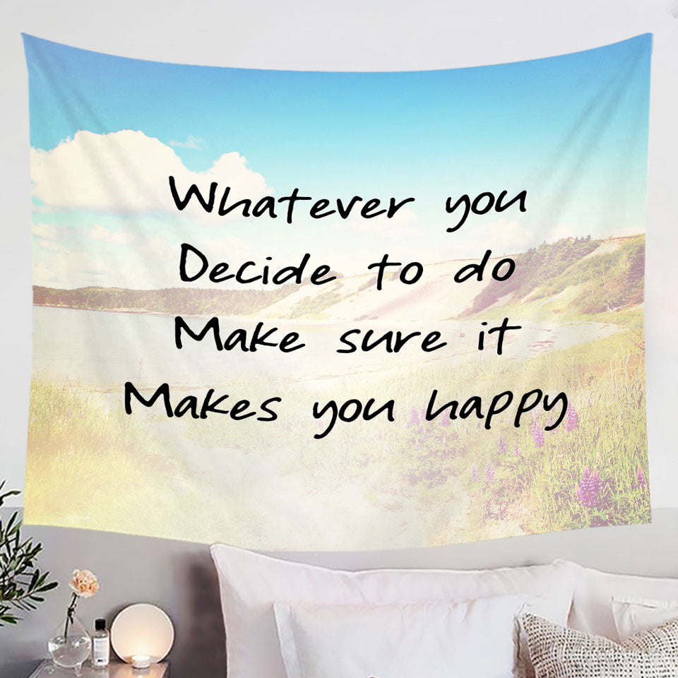Inspiring Quote Wall Decor Tapestry over Lake