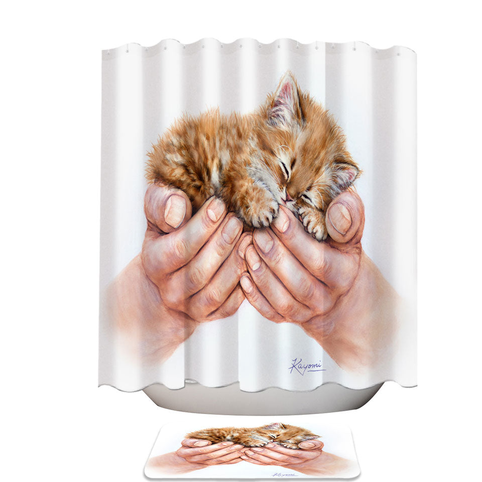 Inspiring Shower Curtains Cat Art Drawings Embrace Kitten