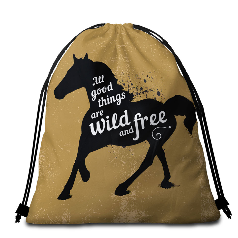 Inspiring and Positive Quote Beach Towel Bags with Horse