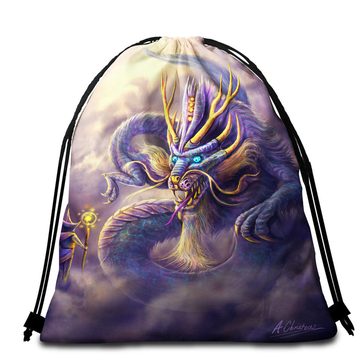Ithrios the Purple Dragon Beach Bags and Towels