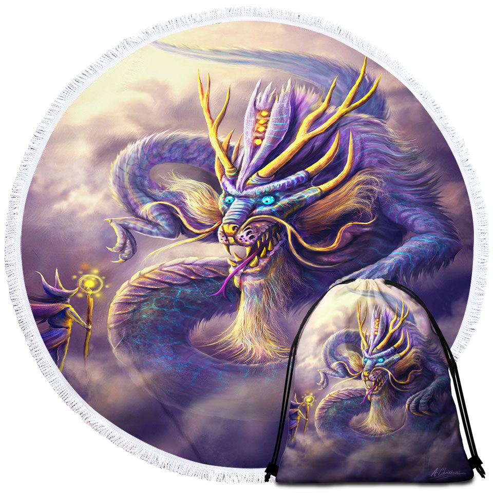 Ithrios the Purple Dragon Microfibre Beach Towels