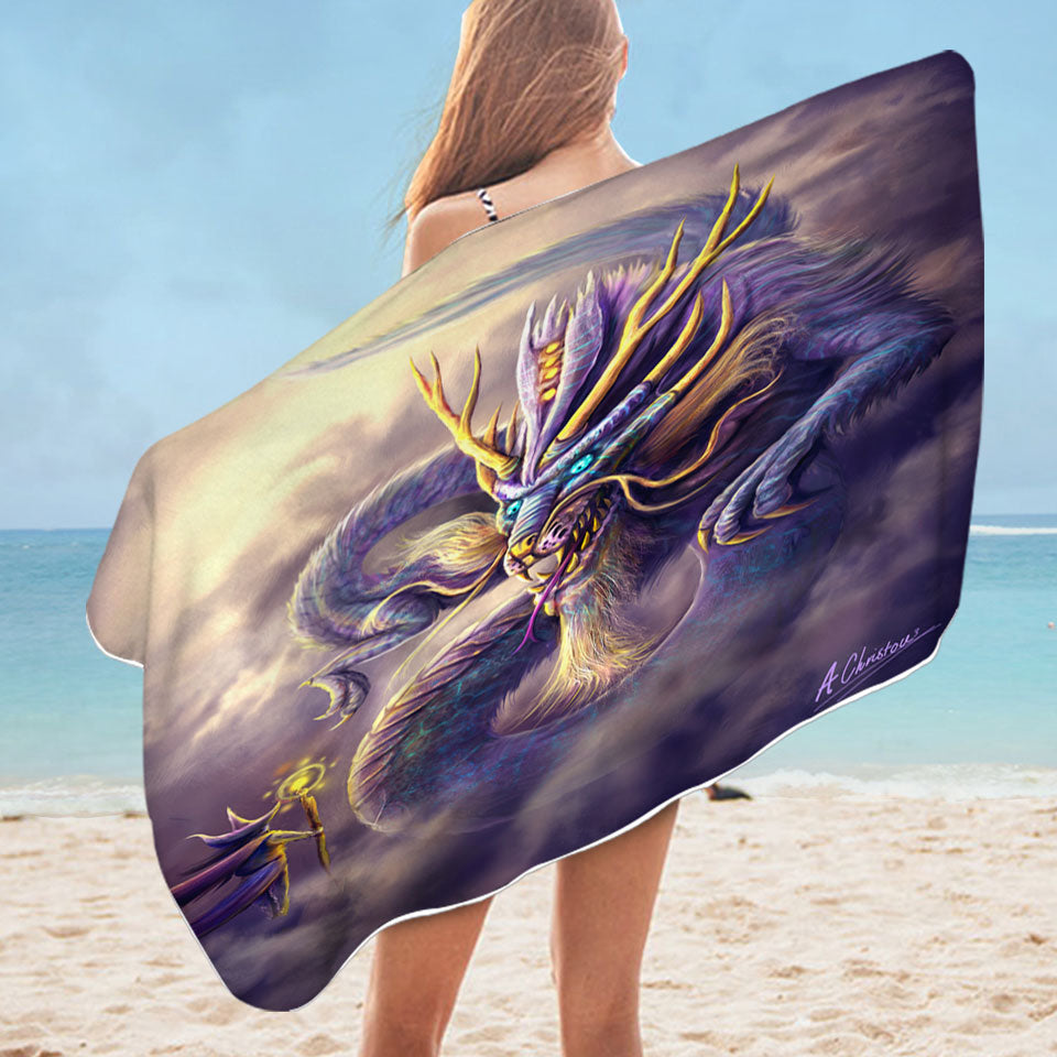Ithrios the Purple Dragon Swims Towel