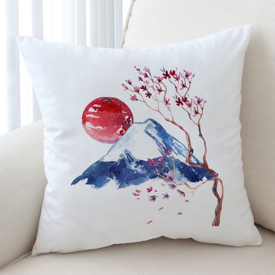 Japanese Art Decorative Cushions Mountain and Cherry Blossom