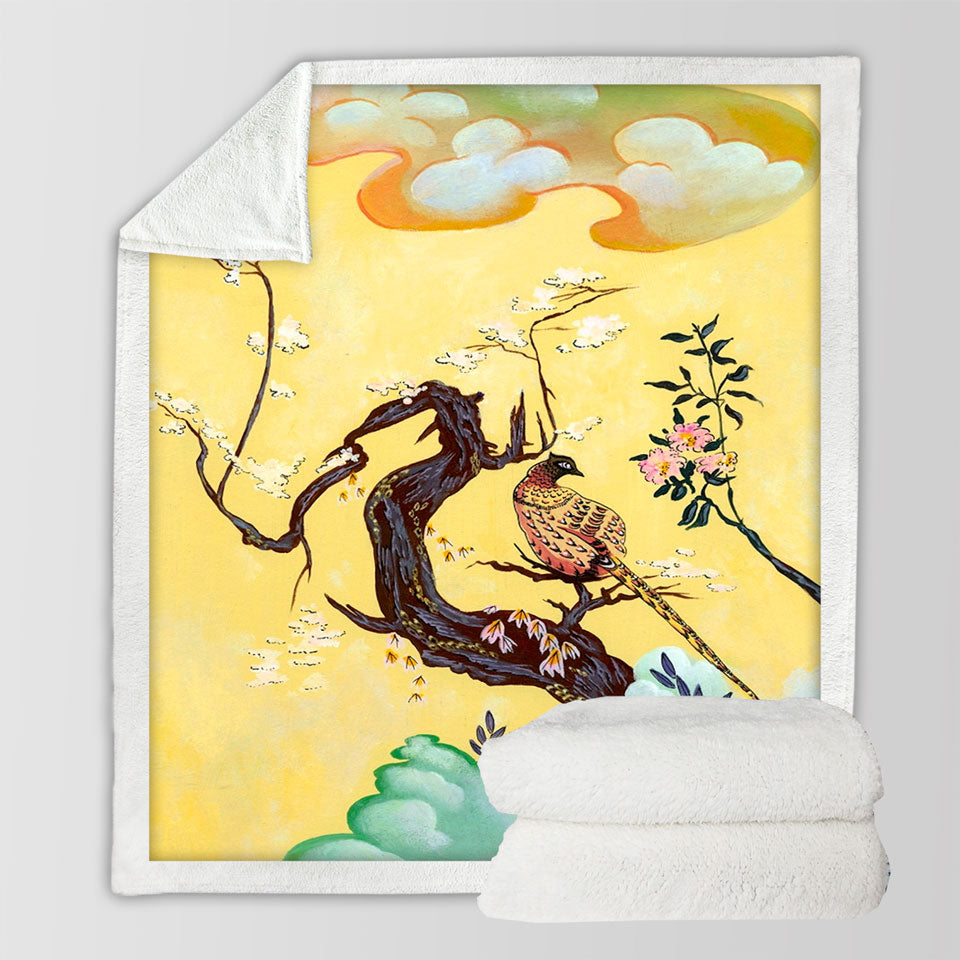 products/Japanese-Art-Painting-Asian-Bird-Fleece-Blankets