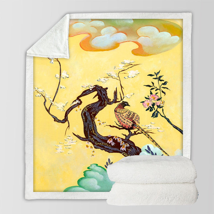 products/Japanese-Art-Painting-Asian-Bird-Fleece-Blankets