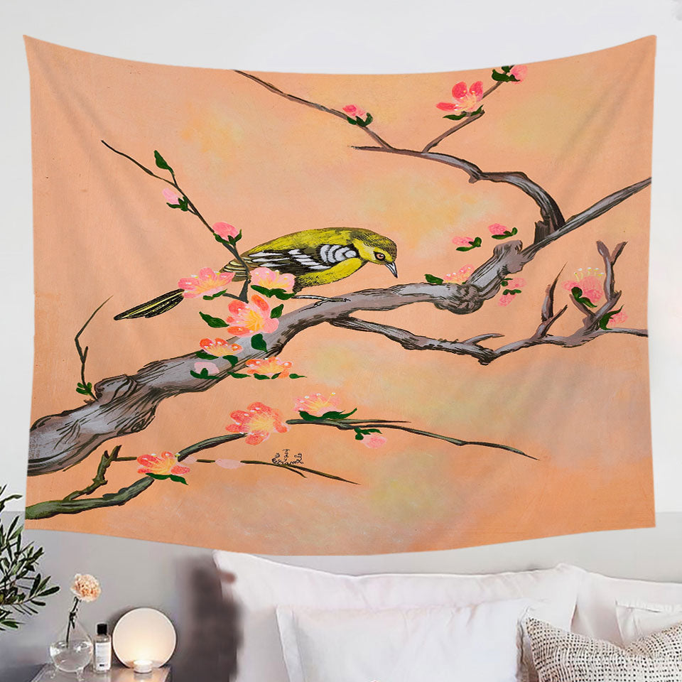 Japanese-Art-Painting-Bird-in-Cherry-Tree-Tapestry