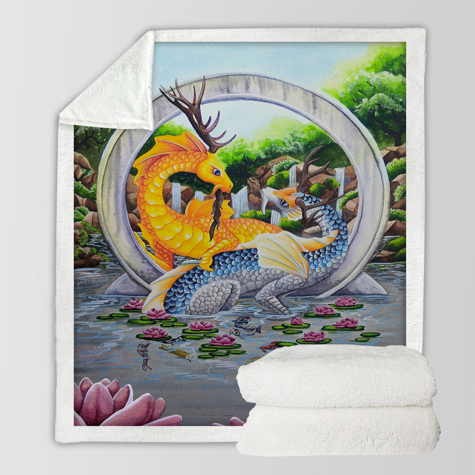 products/Japanese-Art-Throw-Blanket-Water-Lilies-Garden-Unity-Koi-Dragons