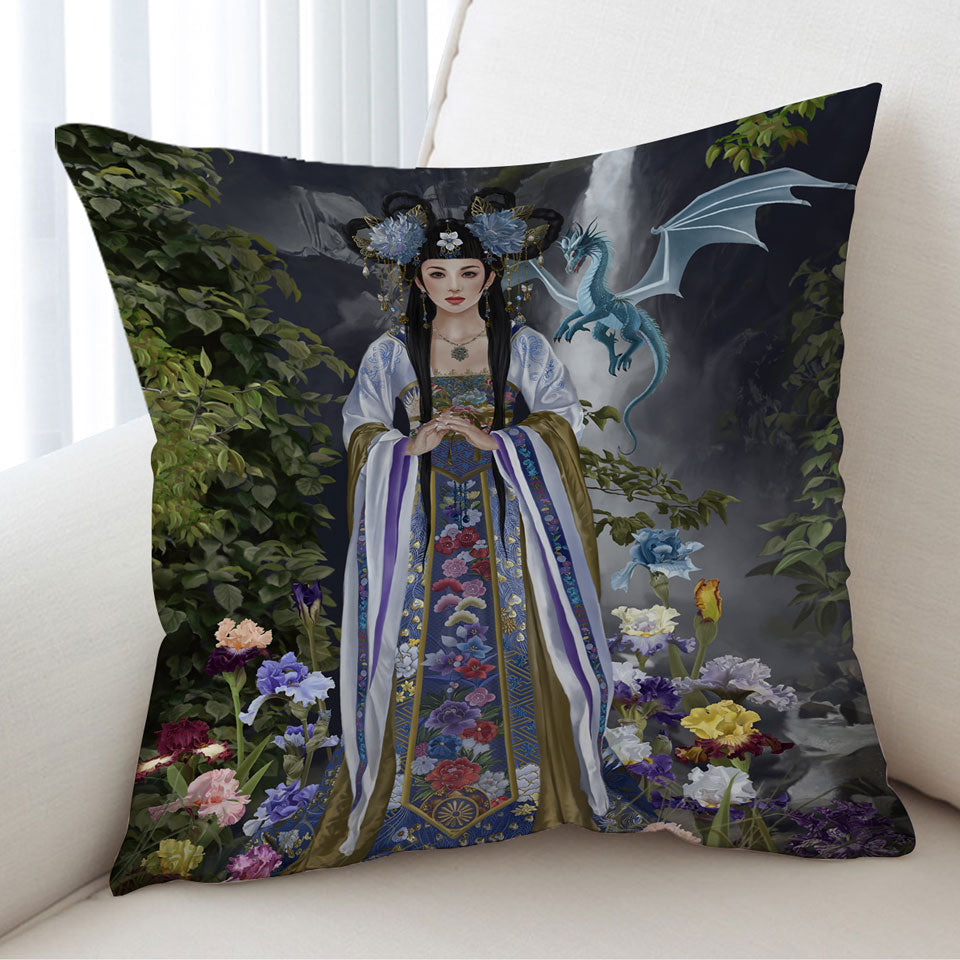 Japanese Flower Garden and Dragon Princess Cushion Covers