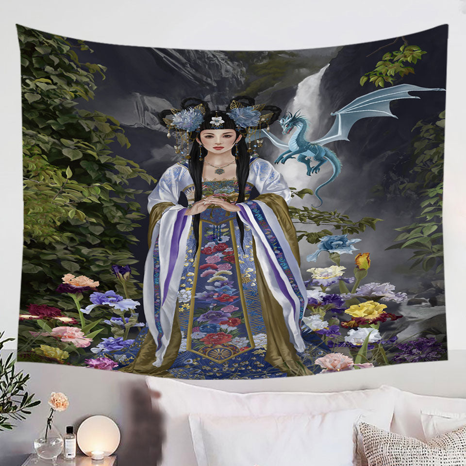 Japanese-Flower-Garden-and-Dragon-Princess-Tapestry