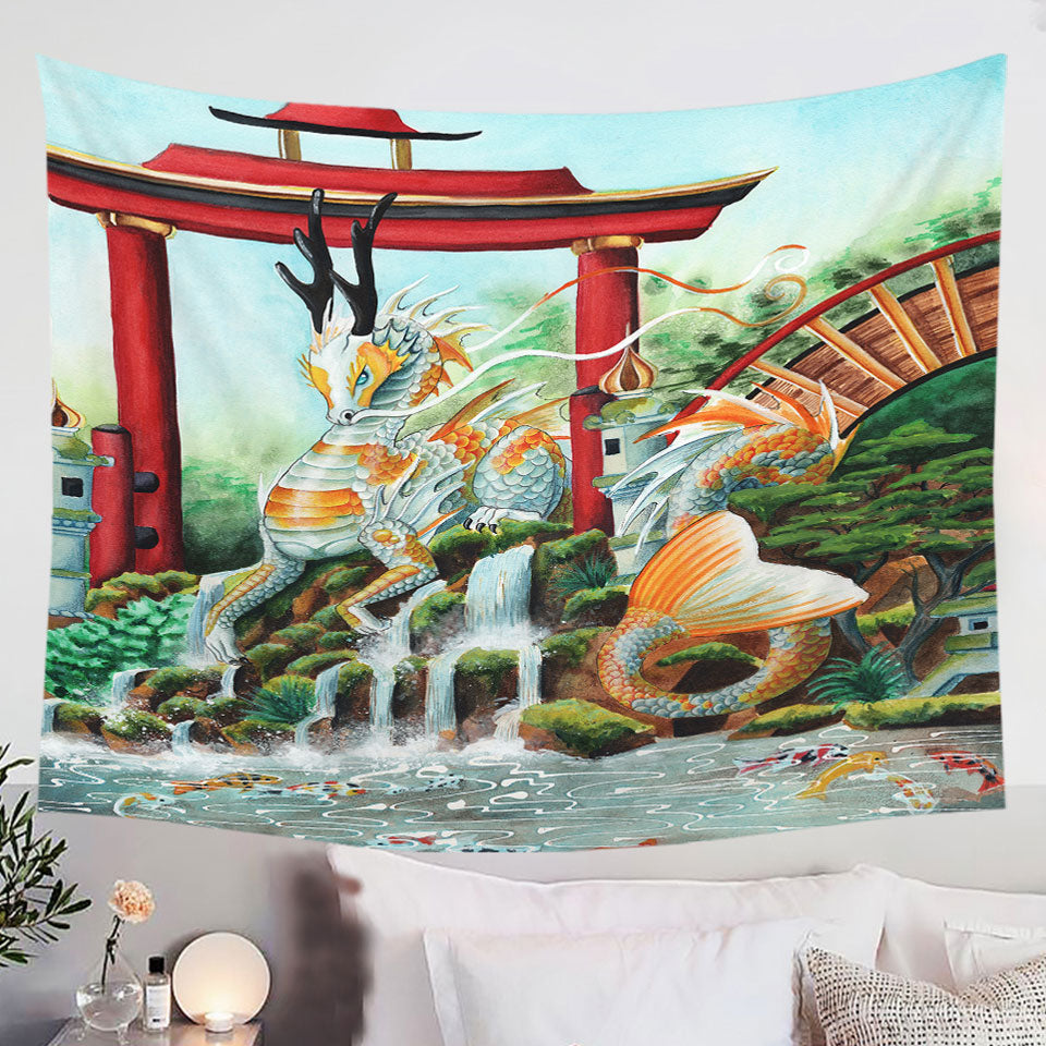 Japanese-Garden-Tapestry-Koi-Fish-and-Dragon