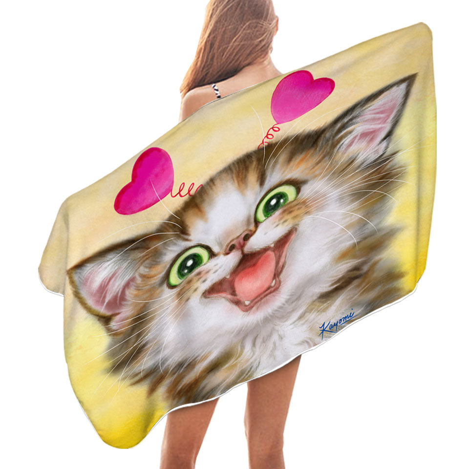 Joyful Beach Towels Kitten Heart Ear Headband for Children