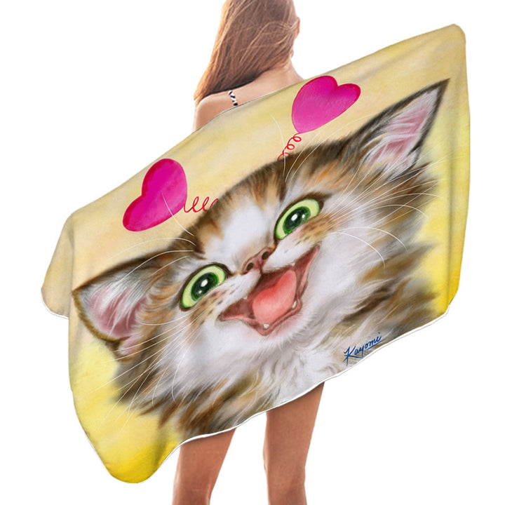 Joyful Beach Towels Kitten Heart Ear Headband for Children