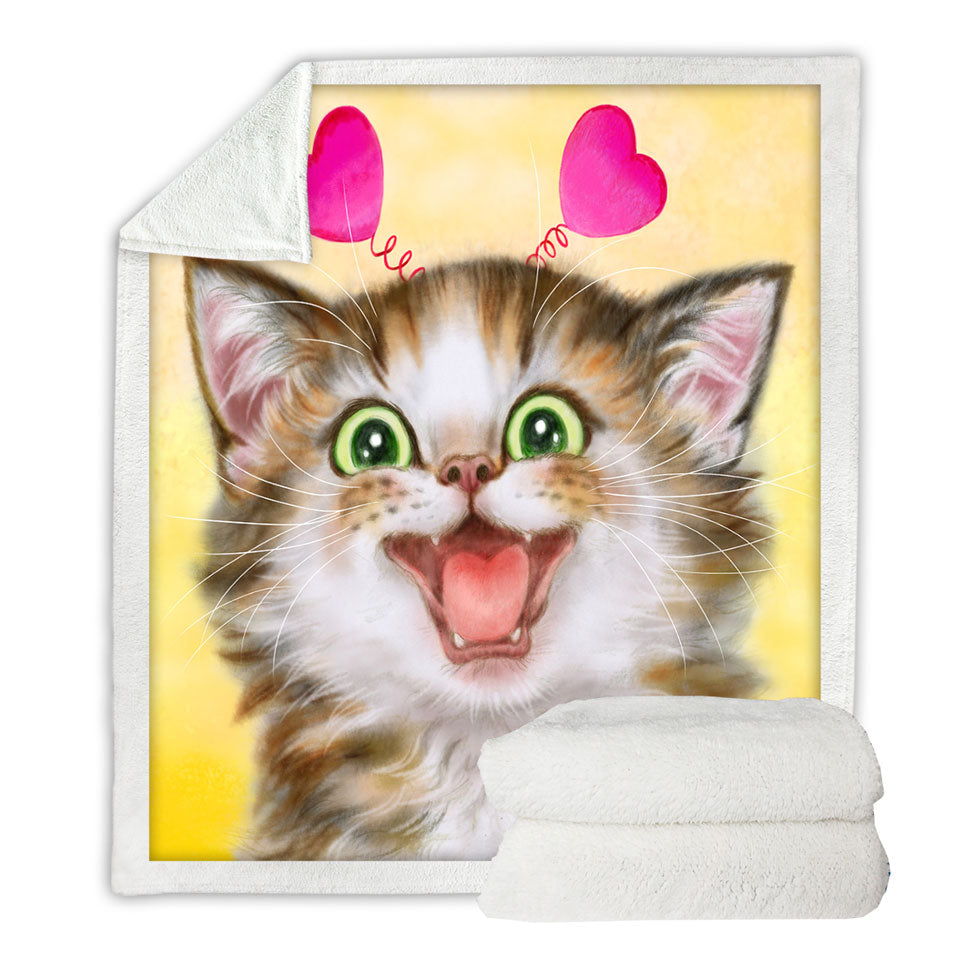 Joyful Fleece Blankets Kitten Heart Ear Headband for Children