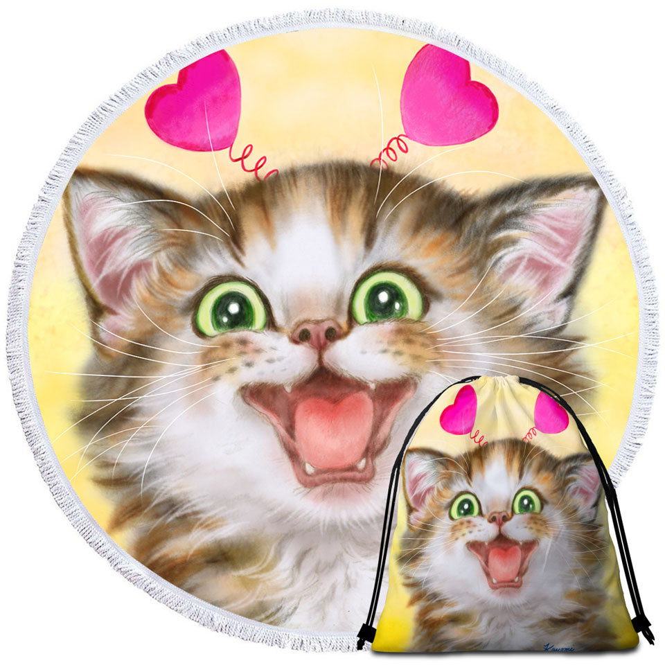 Joyful Travel Beach Towel Kitten Heart Ear Headband for Children