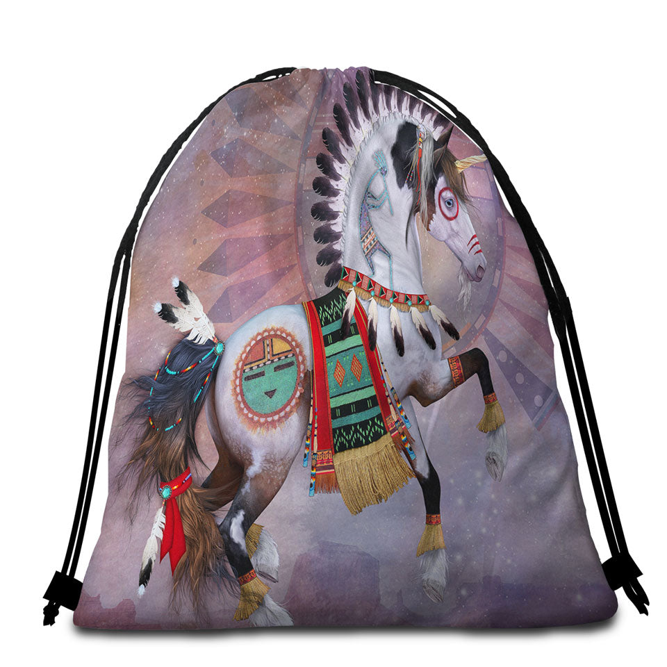 Kachina Native American Unicorn Beach Towel Bags for Boys