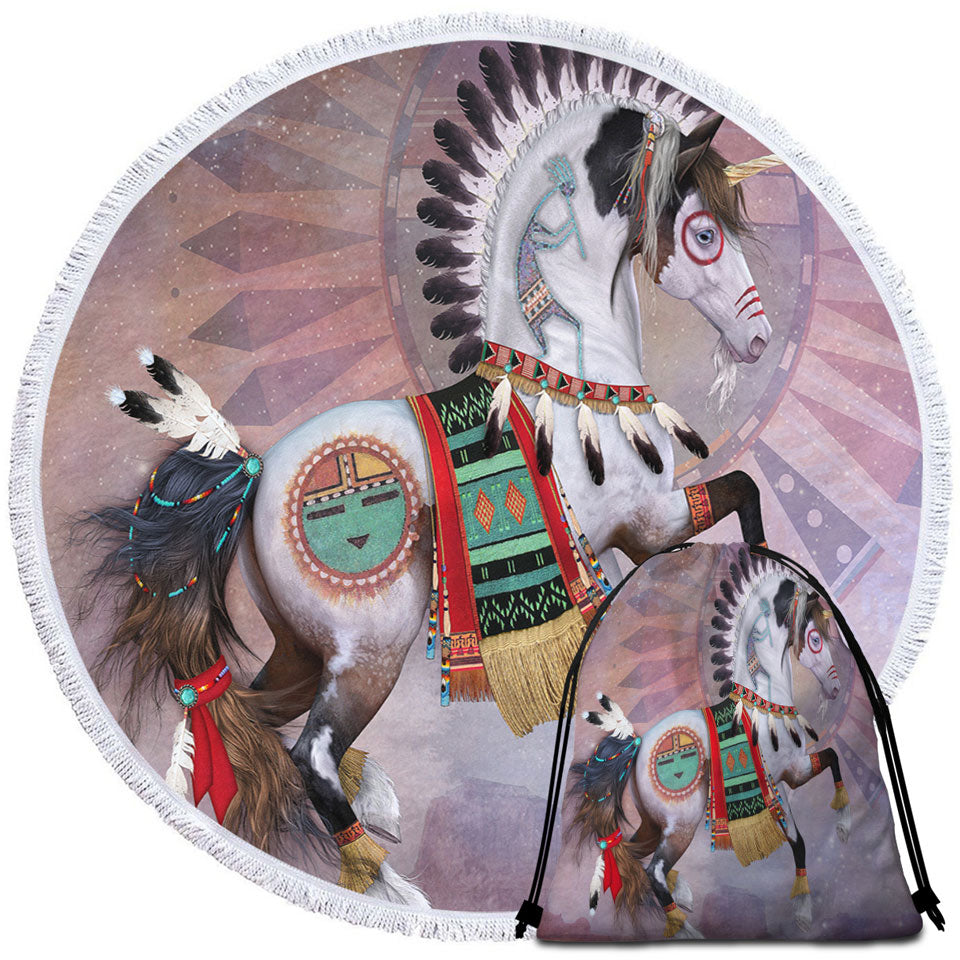Kachina Native American Unicorn Beach Towels and Bags Set for Boys