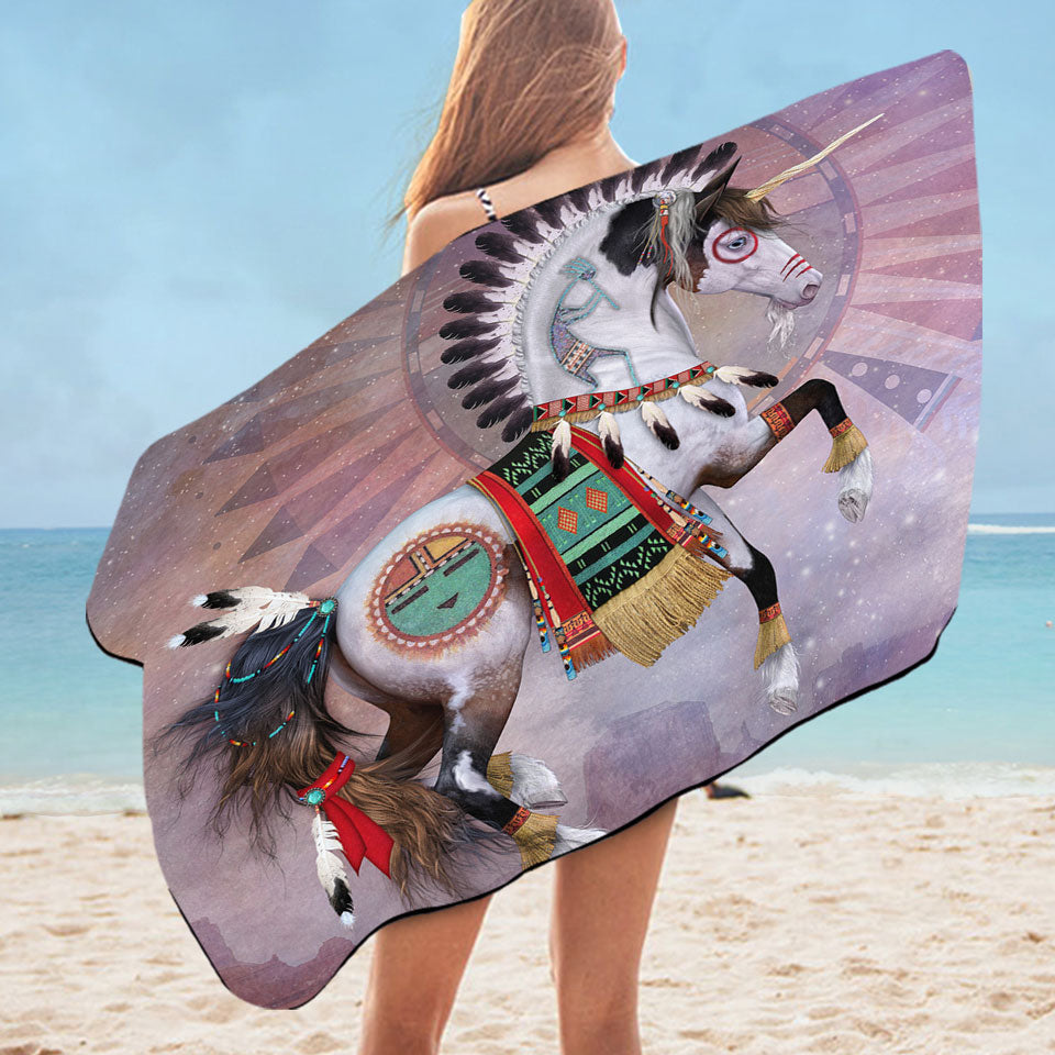 Kachina Native American Unicorn Pool Towels for Boys