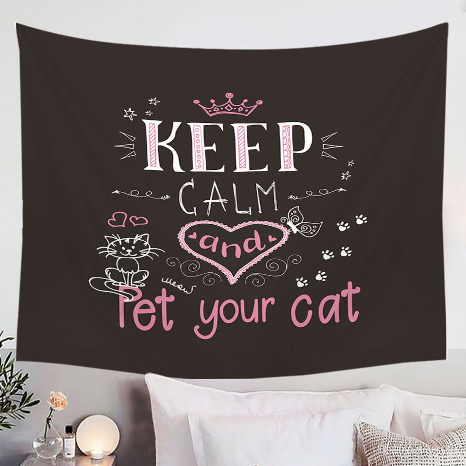 Keep Calm and Pet Your Cat Lovers Quote Wall Art Prints