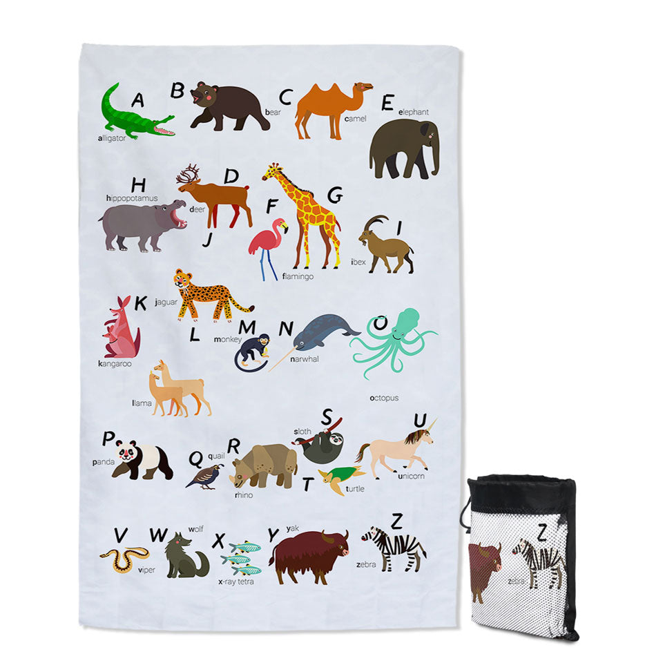 Kids Alphabet Beach Towels with Animals Names