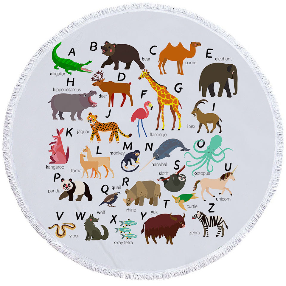 Kids Alphabet Circle Towel with Animals Names