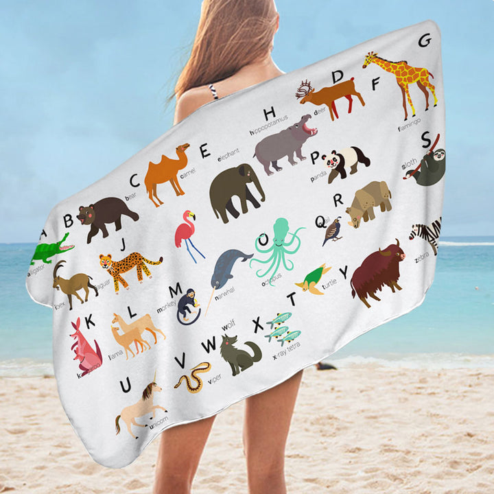 Kids Alphabet Pool Towels with Animals Names