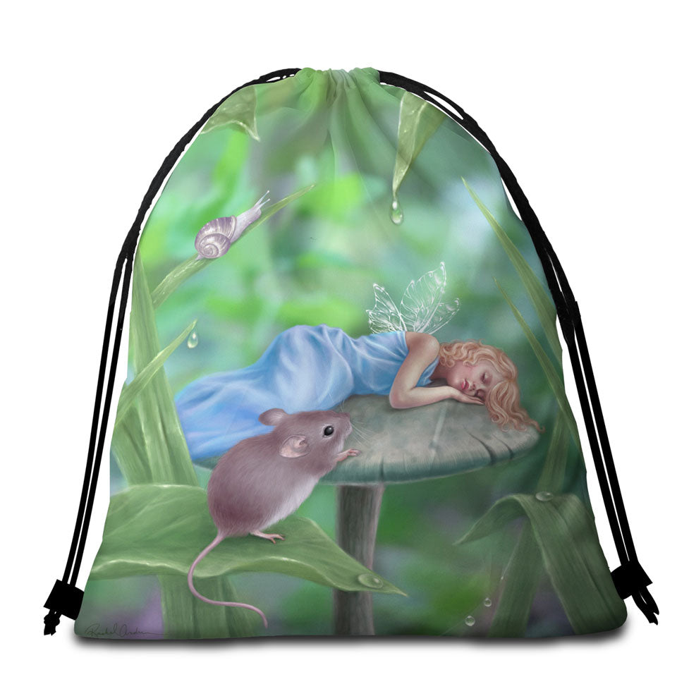 Kids Beach Bags and Towels Fantasy Art Sweet Dreams Cute Little Fairy