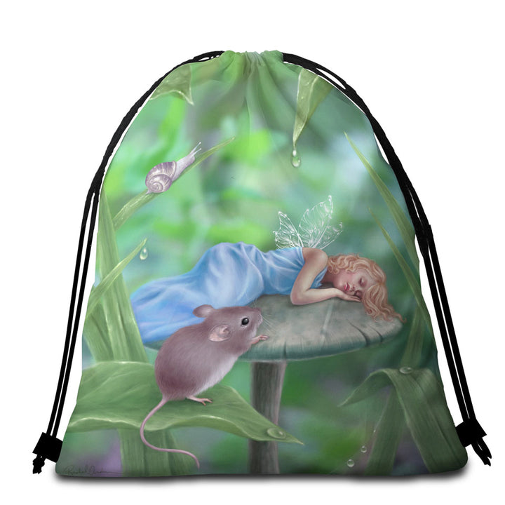 Kids Beach Bags and Towels Fantasy Art Sweet Dreams Cute Little Fairy