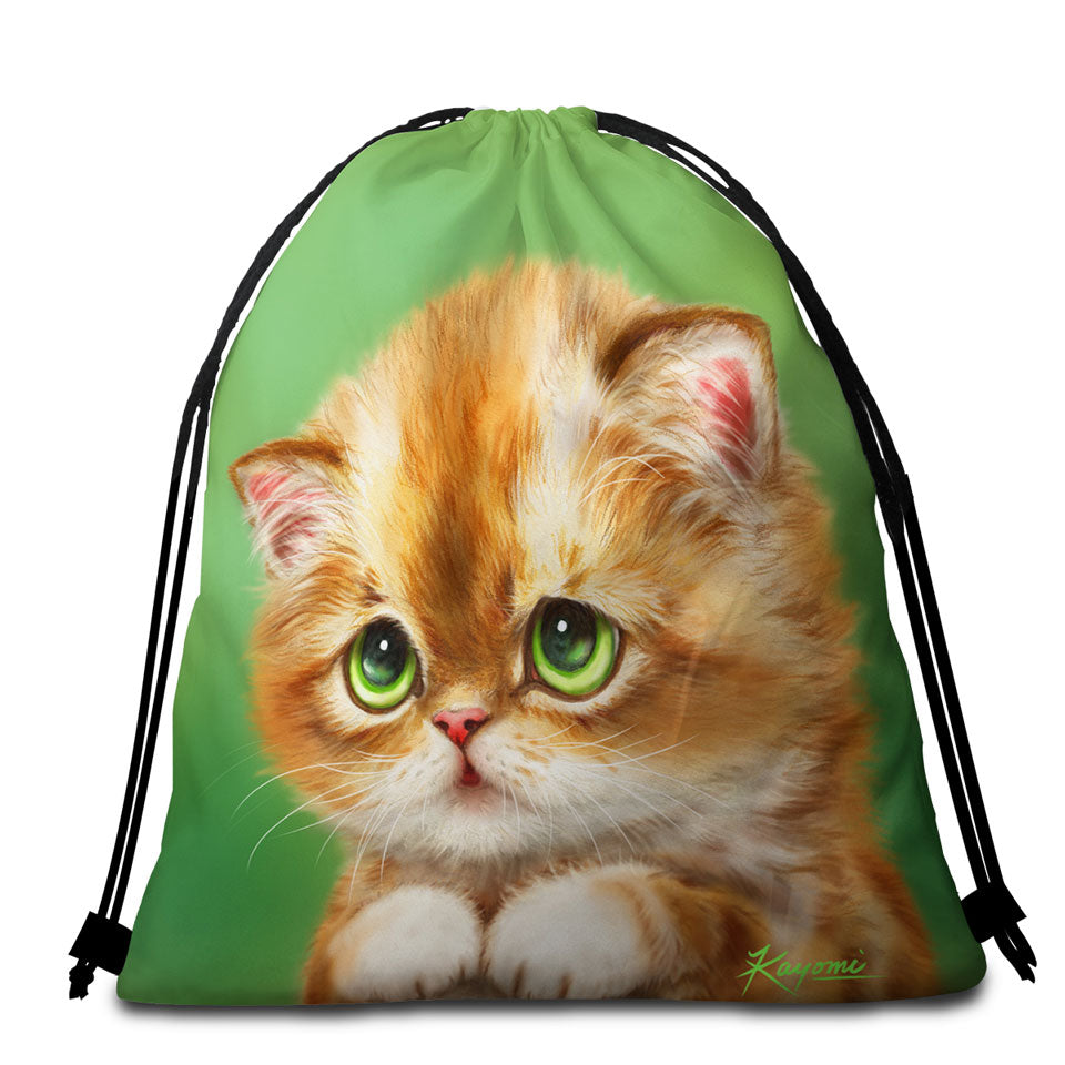 Kids Beach Bags and Towels Sweet Cats Designs Ashamed Ginger Kitten