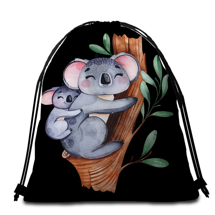 Kids Beach Bags and Towels with Cute Koalas